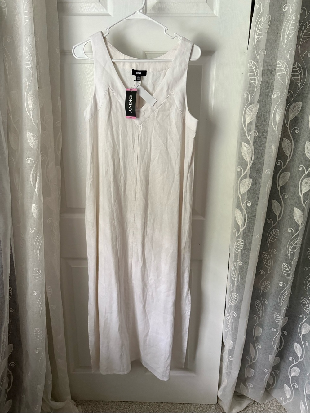 New NWT DKNY Women's Sleeveless linen blended maxi dress size S
